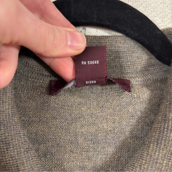 Nordstrom Extrafine Merino Wool Polo Sweater Brown Quiet Luxury Size Large - Picture 5 of 8